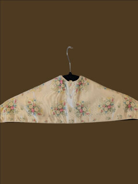 Vintage Hanger Cover in Cream and Pastel Bouquet Satin Fabric 1940's